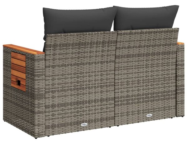 2 személyes szürke polyrattan kerti kanapé párnával