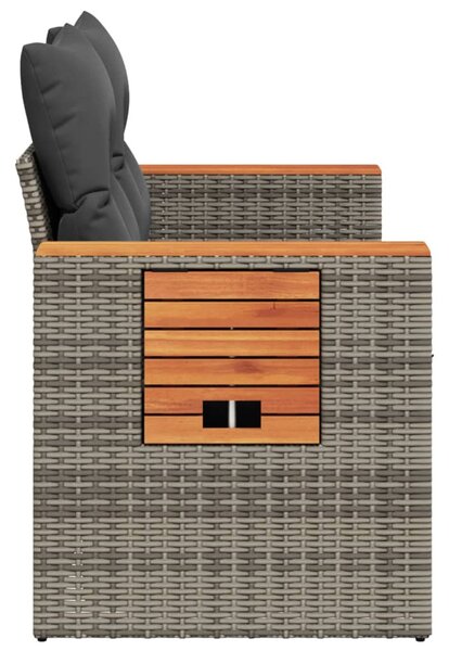 2 személyes szürke polyrattan kerti kanapé párnával