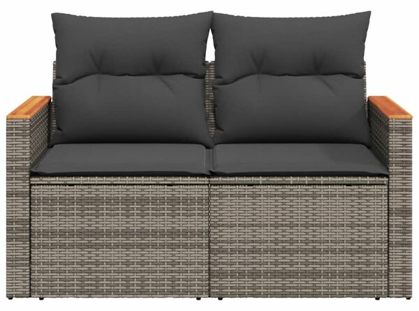 2 személyes szürke polyrattan kerti kanapé párnával