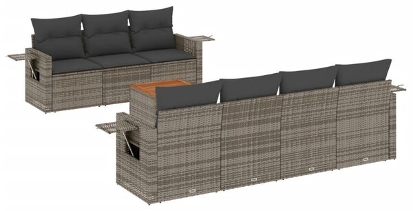 8 részes szürke polyrattan kerti ülőgarnitúra párnákkal