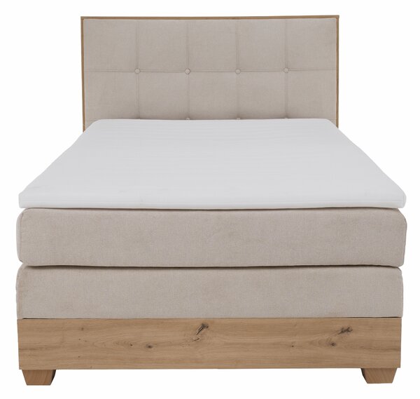 KONDELA Elektromos állítható ágy, boxspring, bézs/artisan tölgy, 120x200, TIANA