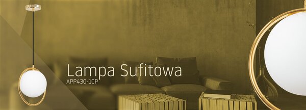 Mennyezeti lámpa APP430-1CP gömb fehér arany