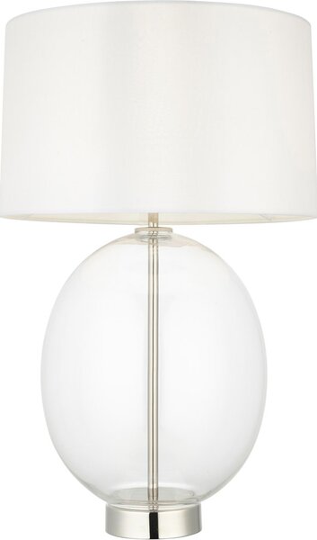 Endon glamour modern asztali lámpa kelda oval fehér nikkel átlátszó end102675