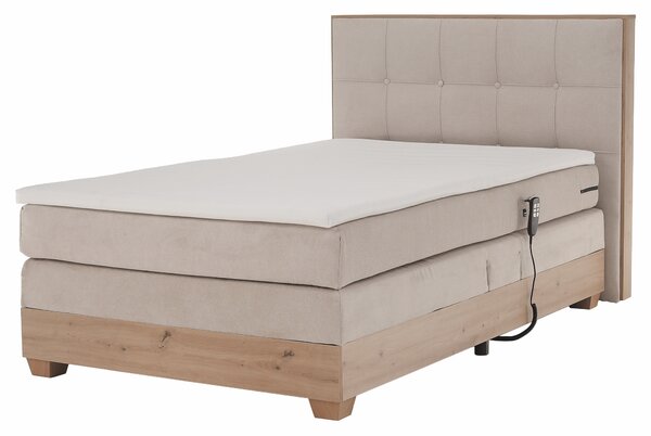 KONDELA Elektromos állítható ágy, boxspring, bézs/artisan tölgy, 120x200, TIANA