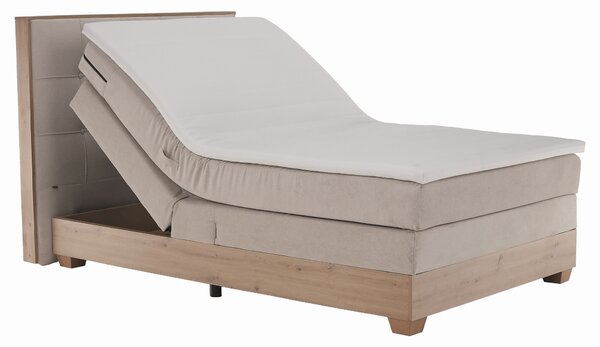 KONDELA Elektromos állítható ágy, boxspring, bézs/artisan tölgy, 120x200, TIANA