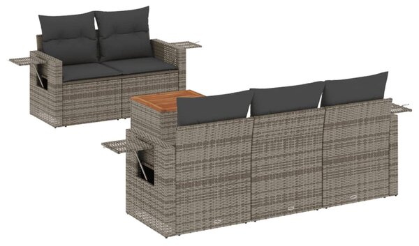 6 részes szürke polyrattan kerti ülőgarnitúra párnákkal