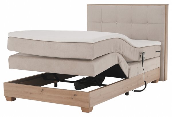 KONDELA Elektromos állítható ágy, boxspring, bézs/artisan tölgy, 120x200, TIANA