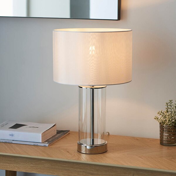 Endon glamour modern asztali lámpa lessina fehér nikkel átlátszó end102674