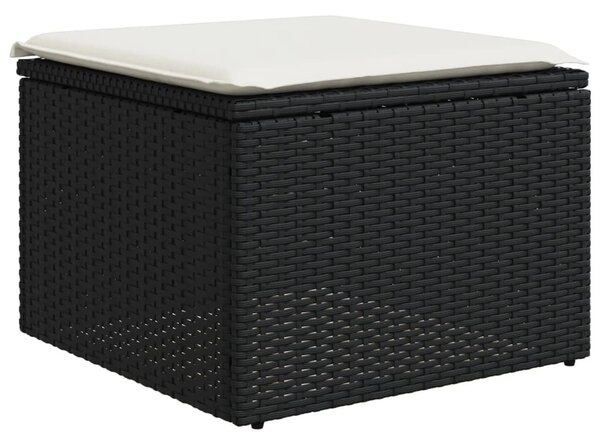 11 részes fekete polyrattan kerti ülőgarnitúra párnákkal