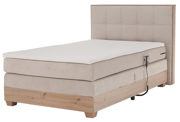 KONDELA Elektromos állítható ágy, boxspring, bézs/artisan tölgy, 120x200, TIANA