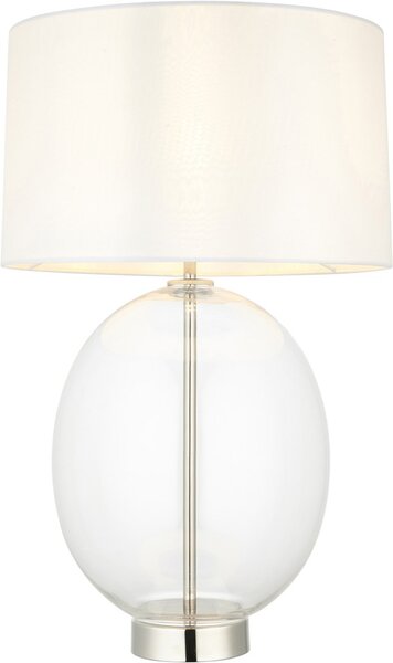 Endon glamour modern asztali lámpa kelda oval fehér nikkel átlátszó end102675