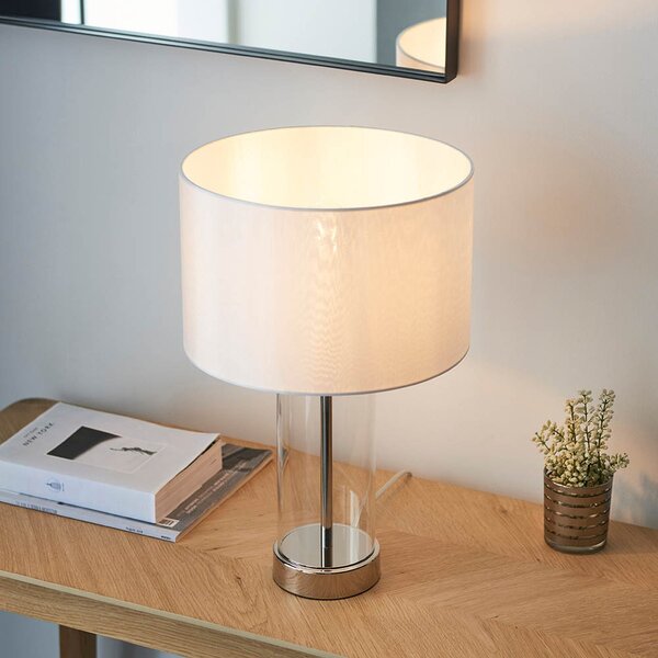 Endon glamour modern asztali lámpa lessina fehér nikkel átlátszó end102674