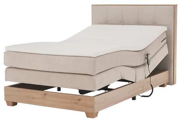 KONDELA Elektromos állítható ágy, boxspring, bézs/artisan tölgy, 120x200, TIANA
