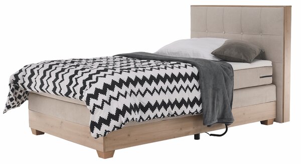 KONDELA Elektromos állítható ágy, boxspring, bézs/artisan tölgy, 120x200, TIANA