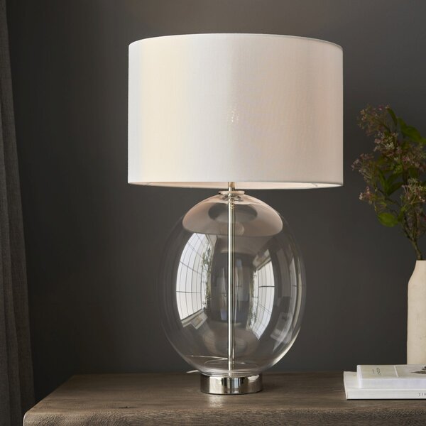 Endon glamour modern asztali lámpa kelda oval fehér nikkel átlátszó end102675