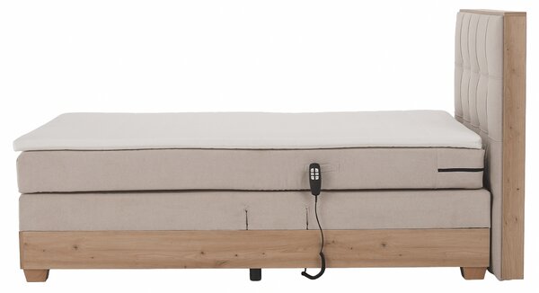 KONDELA Elektromos állítható ágy, boxspring, bézs/artisan tölgy, 120x200, TIANA