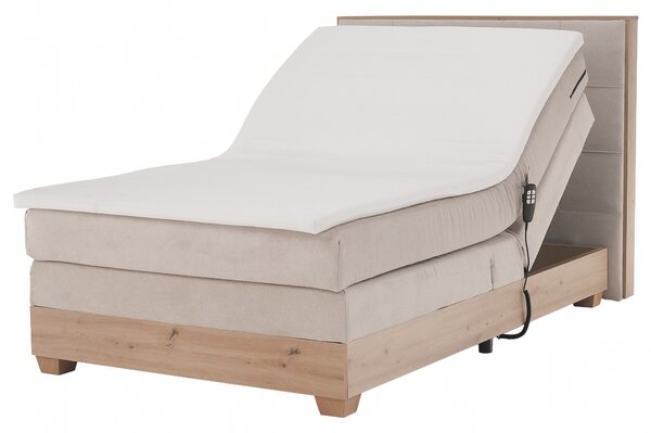 KONDELA Elektromos állítható ágy, boxspring, bézs/artisan tölgy, 120x200, TIANA