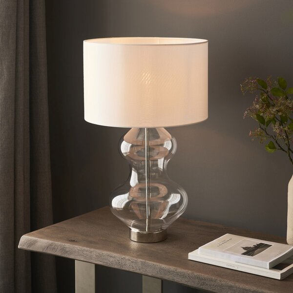 Endon glamour modern asztali lámpa kelda shaped fehér nikkel átlátszó end102676
