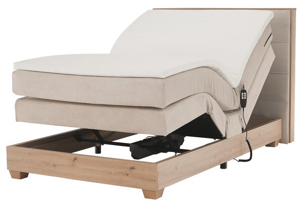 KONDELA Elektromos állítható ágy, boxspring, bézs/artisan tölgy, 120x200, TIANA