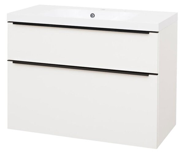 Mereo Mereo, Mailo, fürdőszoba szekrény öntött márvány mosdóval 101 cm, fekete fogantyú, MER-CN512MB