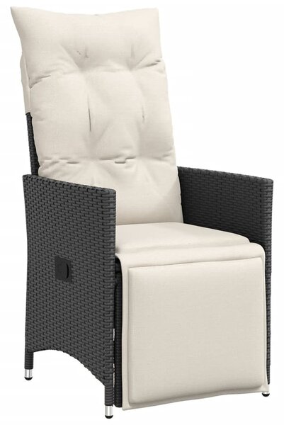 3 részes fekete polyrattan bisztrógarnitúra párnával