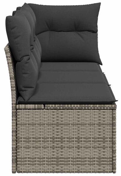 3 személyes szürke polyrattan kerti kanapé párnával