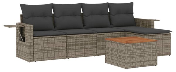6 részes szürke polyrattan kerti ülőgarnitúra párnákkal