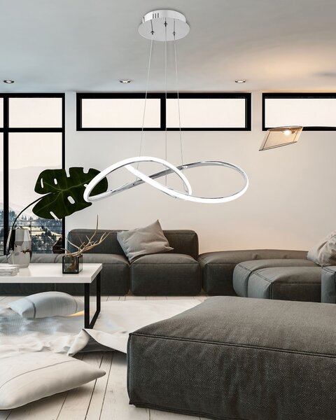 Mennyezeti LED lámpa APP393-CP króm + távirányító
