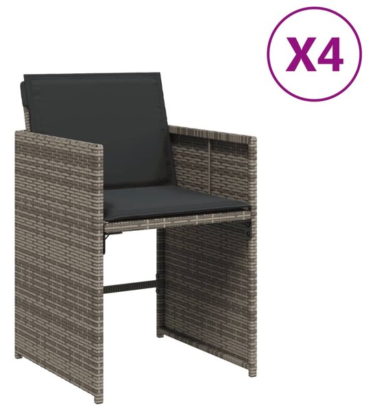 4 db szürke polyrattan kerti szék párnával