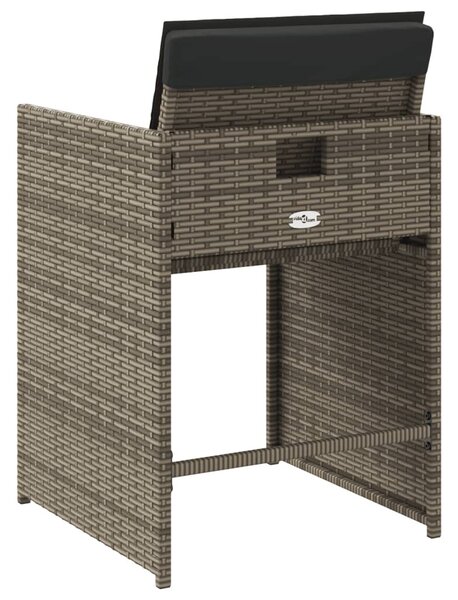 4 db szürke polyrattan kerti szék párnával