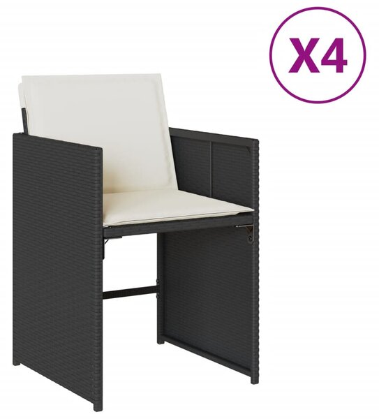 4 db fekete polyrattan kerti szék párnával