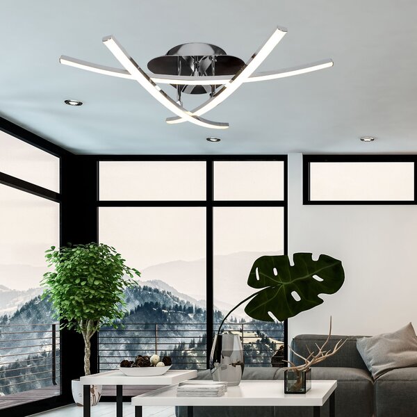Toolight Szerszámlámpa - Modern LED mennyezeti lámpa 59x59cm APP397-C, króm, OSW-06913
