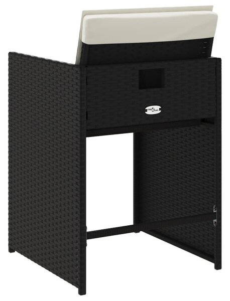 4 db fekete polyrattan kerti szék párnával
