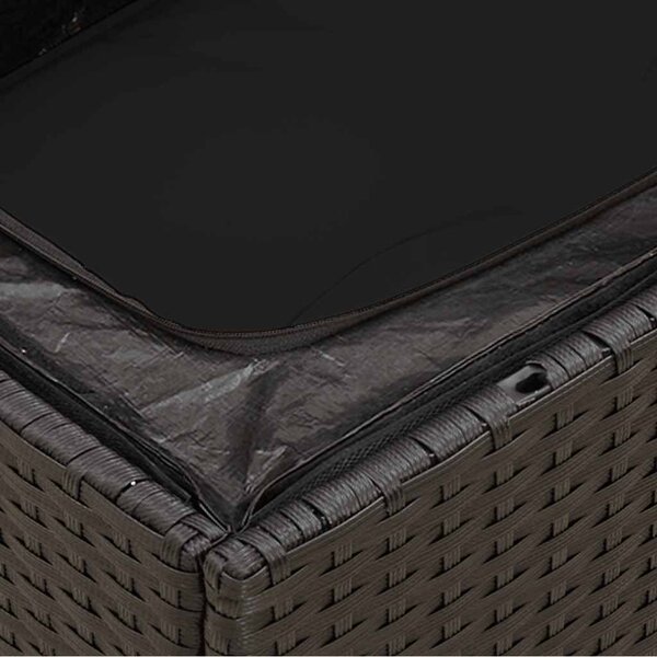 3 személyes fekete polyrattan kerti kanapé párnákkal