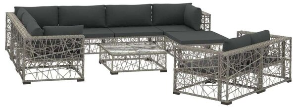 Polyrattan Kerti Bútorszett - 10 részes - Szürke