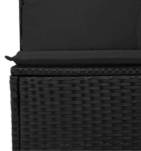 11 részes fekete polyrattan kerti ülőgarnitúra párnákkal