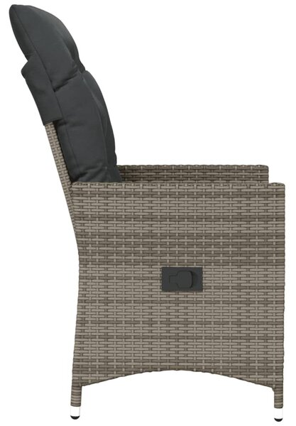 Szürke polyrattan dönthető kerti szék párnákkal