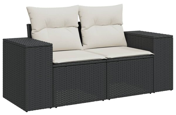 11 részes fekete polyrattan kerti ülőgarnitúra párnákkal