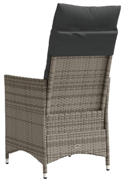 Szürke polyrattan dönthető kerti szék párnákkal