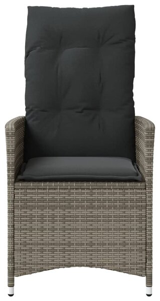 Szürke polyrattan dönthető kerti szék párnákkal