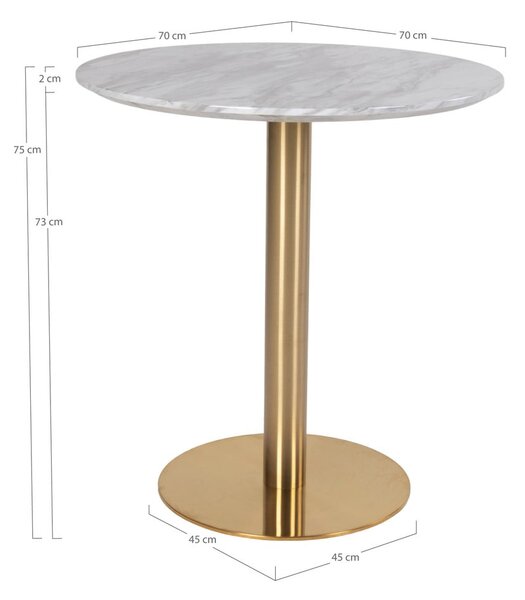 Kerek étkezőasztal márvány dekoros asztallappal ø 70 cm Bolzano – House Nordic