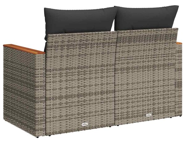 2 személyes szürke polyrattan kerti kanapé párnával