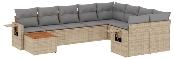 10 részes bézs polyrattan kerti ülőgarnitúra párnával