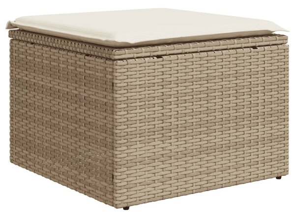 10 részes bézs polyrattan kerti ülőgarnitúra párnával
