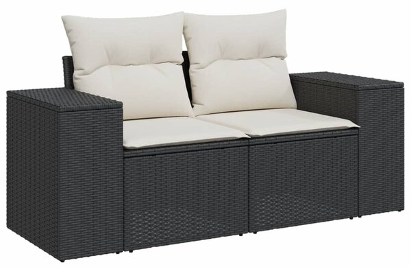 4 részes fekete polyrattan kerti ülőgarnitúra párnákkal