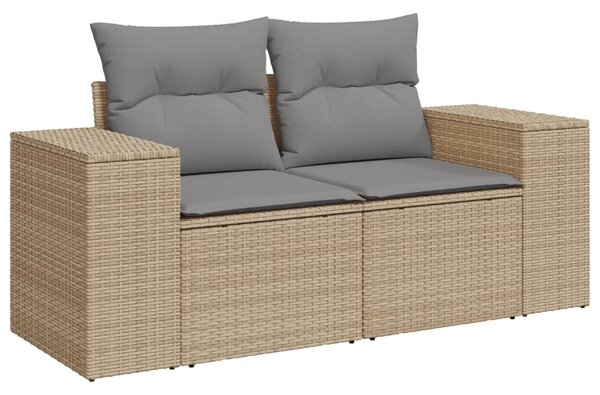 3 részes bézs polyrattan kerti ülőgarnitúra párnákkal