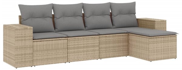 5 részes bézs polyrattan kerti ülőgarnitúra párnákkal