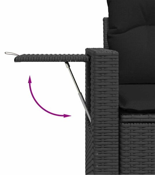 11 részes fekete polyrattan kerti ülőgarnitúra párnákkal
