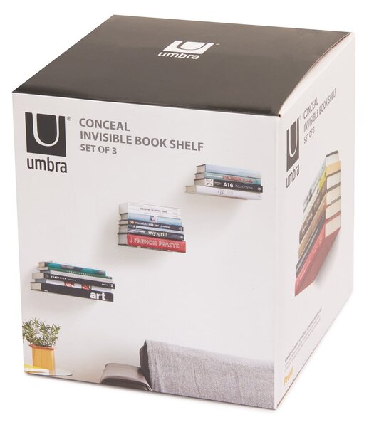 Ezüstszínű fém polc készlet 3 db-os 14 cm Conceal – Umbra