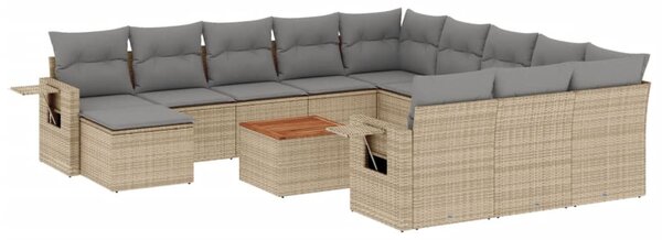 13 részes bézs polyrattan kerti ülőgarnitúra párnákkal